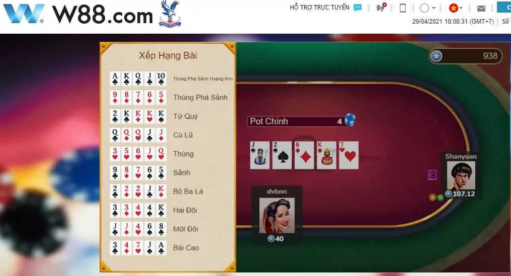 Thứ hạng bài trong Texas Hold’Em