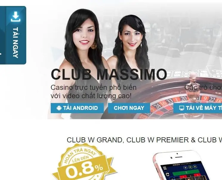 Các bàn chơi tại Club Massimo