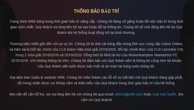 thông báo bảo trì