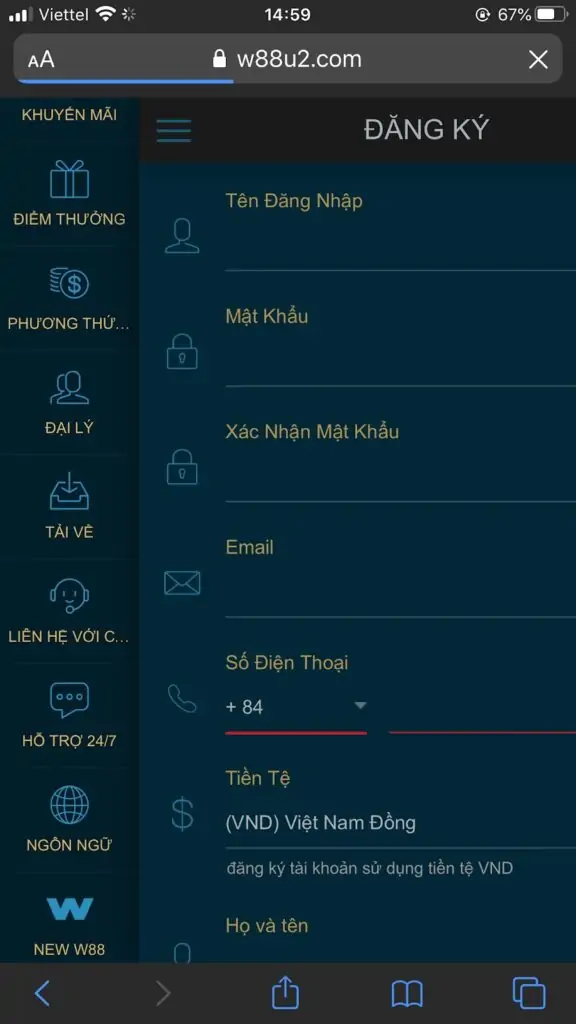 Truy cập vào nhà cái W88